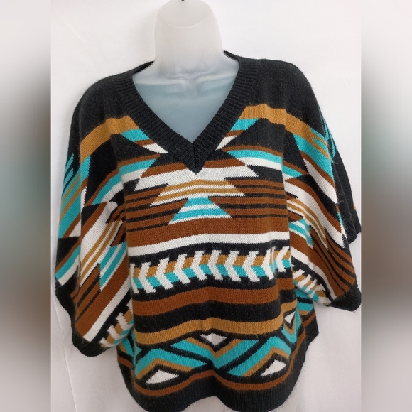 Wrangler Western Cowgirl S/M Womens Retro Poncho Knit Sweater (#230)(C) - Picture 7 of 8